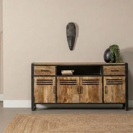 PRITI Wooden Dresser Sideboard 180 cm (Solid Mango wood )