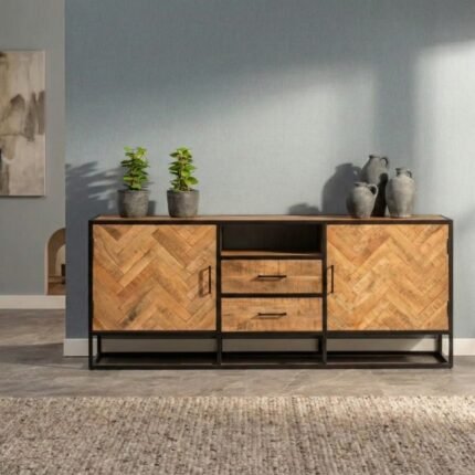 PRITI Wooden Dresser Sideboard 180 cm (Solid Wood )