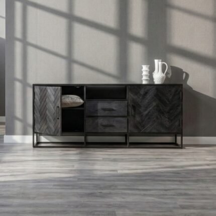 PRITI Wooden Handicraft Dresser Sideboard 180 cm Black