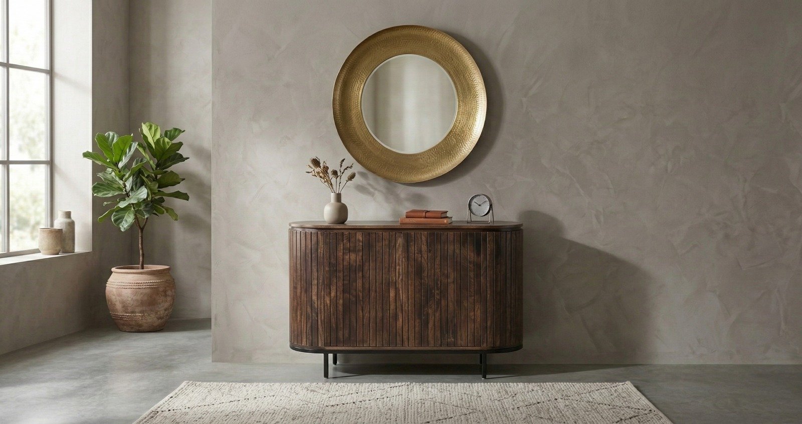 Wooden Sideboard with Metal Legs – 115 cm – PRITI Wooden Sideboard with Metal Legs – 115 cm – PRITI