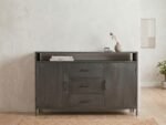 PRITI Wooden Sideboard 150 cm (Black Solid Wood)