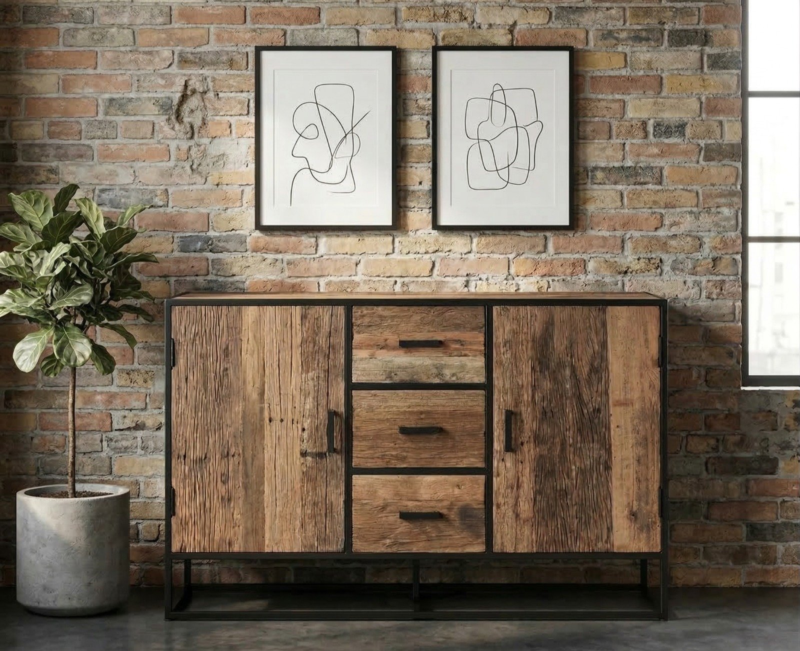 PRITI Wooden Sideboard 150 cm (Solid Wood ) PRITI Wooden Sideboard 150 cm (Solid Wood )