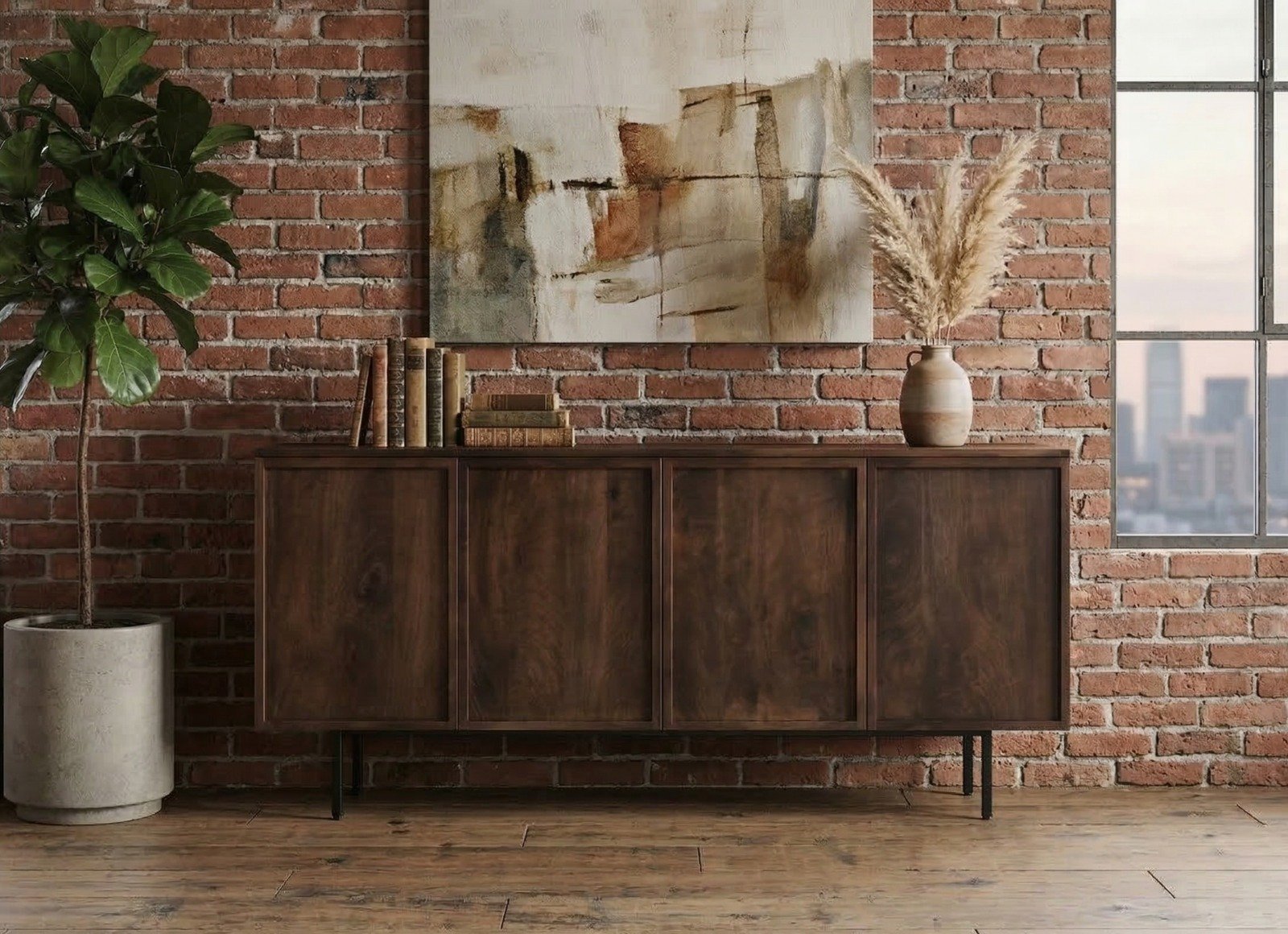 Sideboard with Doors & Metal Legs – 180 cm – PRITI Sideboard with Doors & Metal Legs – 180 cm – PRITI