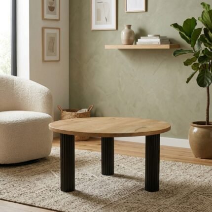 Natural With Black Finish Coffee Table - PRITI