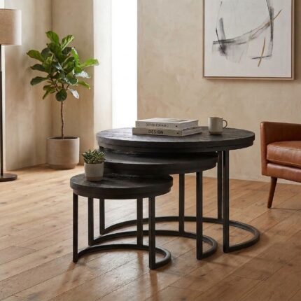 PRITI Brown Coffee Table Set – 3 Pieces