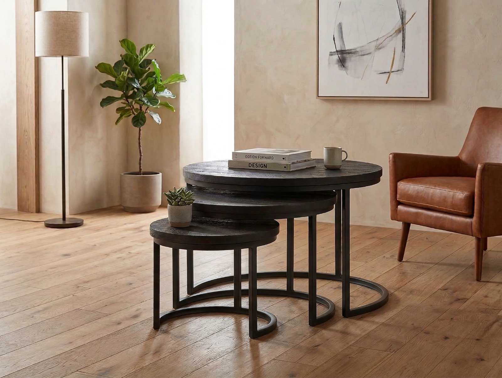 PRITI Brown Coffee Table Set – 3 Pieces PRITI Brown Coffee Table Set – 3 Pieces