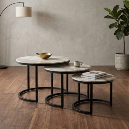 PRITI Brown Coffee Table Set of 3