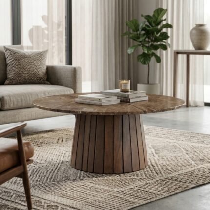 PRITI Coffee Table (Brown Marble Top )