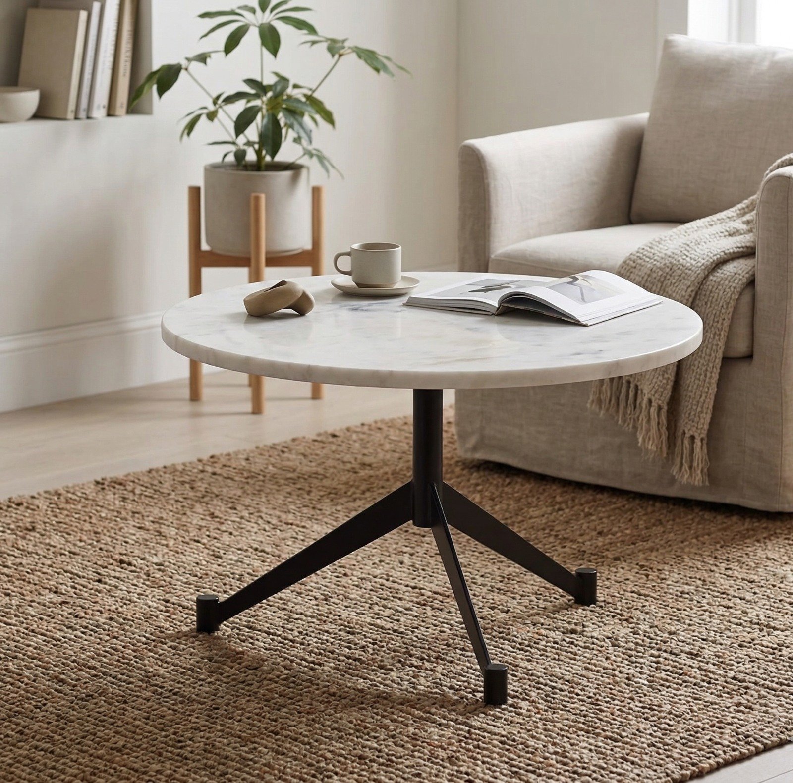 PRITI Coffee Table (White Marble Top ) PRITI Coffee Table (White Marble Top )