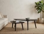 PRITI Coffee Table Set Black (Black Wood )