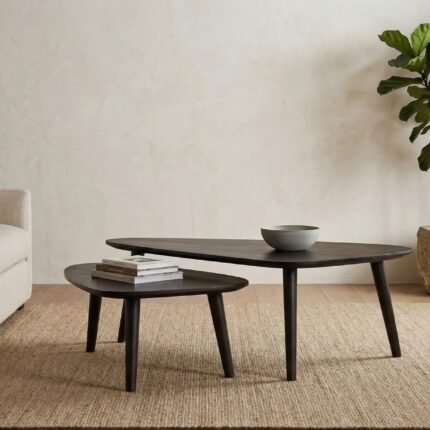 PRITI Coffee Table Set Black (Black Wood )