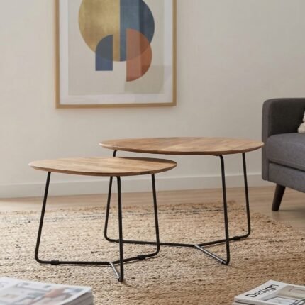 PRITI Coffee Table Set with Metal Legs