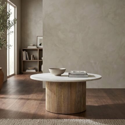 PRITI Coffee Table with White Marble Top (Elegant Modern Design)