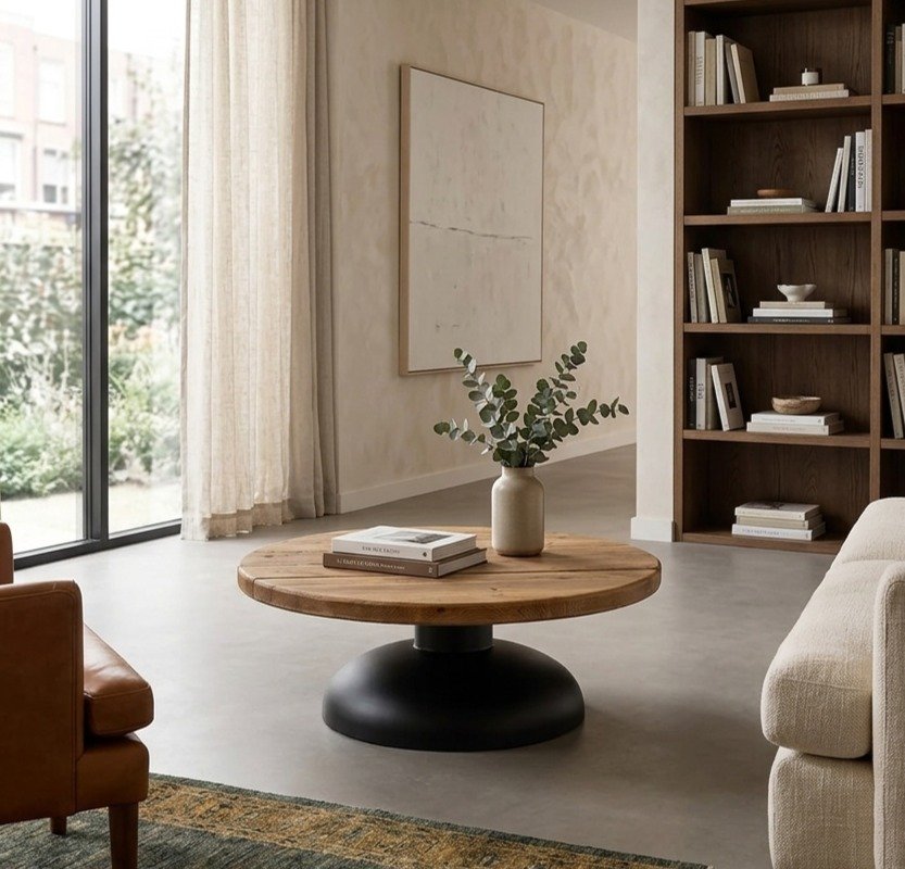 PRITI Natural Black Wood and Iron Coffee TablePRITI Natural Black Wood and Iron Coffee Table PRITI Natural Black Wood and Iron Coffee Table