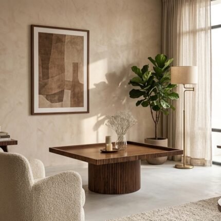 PRITI Parallel Lines Modern Coffee Table | Wooden Coffee Table