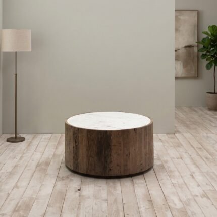 PRITI Round Brown Coffee Table (Solid Wood )