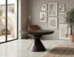 PRITI Round Brown Solid Wood Coffee Table