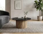 PRITI Round Coffee Table (Black Top marble )