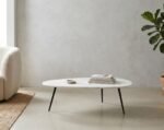 PRITI White Coffee Table with Metal Legs (Modern Solid Wood Design)