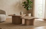 PRITI Wood Coffee Table Set Natural
