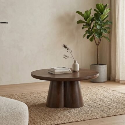 PRITI Wooden Brown Coffee Table (Solid Wood)