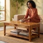 Wooden Rectangular Coffee Table - PRITI - Image 4