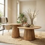 Coffee Table Set Light Brown 80 and 50 cm - PRITI - Image 4