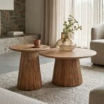 Coffee Table Set Light Brown 80 and 50 cm - PRITI - Image 2