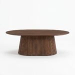 Light Brown Wooden Oval Coffee Table 120 cm – PRITI