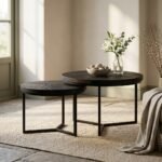 PRITI Brown Wood Coffee Table Set of 2