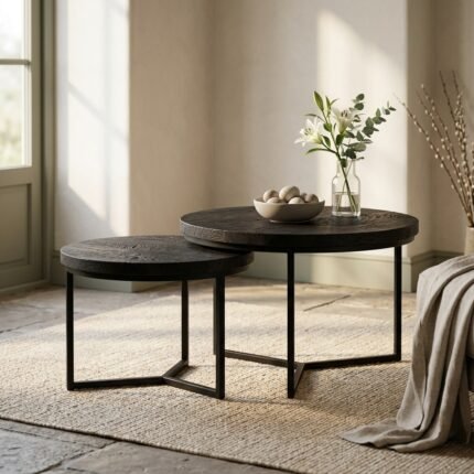 PRITI Brown Wood Coffee Table Set of 2