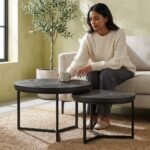 PRITI Brown Wood Coffee Table Set of 2 - Image 2