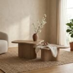 PRITI Wood Coffee Table Set Natural - Image 4