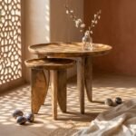Set of 2 Round Wooden Nesting Tables (Solid Wood ) - PRITI