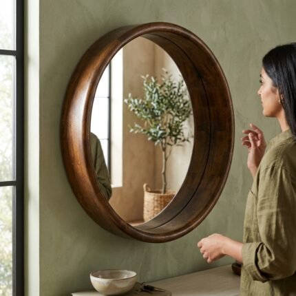 PRITI Modern Round Wall Mirror (Stylish Home Décor)