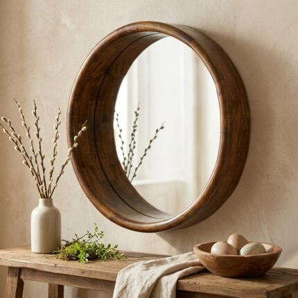 PRITI Modern Round Wall Mirror (Stylish Home Décor)