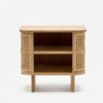 Natural Wooden Bedside Table with Cane Detailing – PRITI