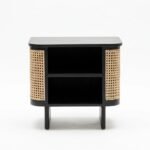 PRITI Black Wooden Bedside Table with Cane Detailing - Image 7