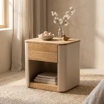 PRITI Wooden Bedside Table - Beige (Solid Mango Wood ) - Image 3