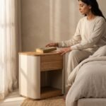 PRITI Wooden Bedside Table - Beige (Solid Mango Wood ) - Image 2