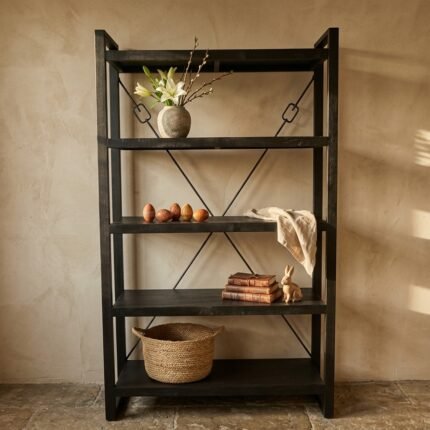 PRITI Wooden Bookcase 120 cm Black