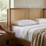 Natural Woven Cane Wood Wingback Bed - Queen - PRITI - Image 4