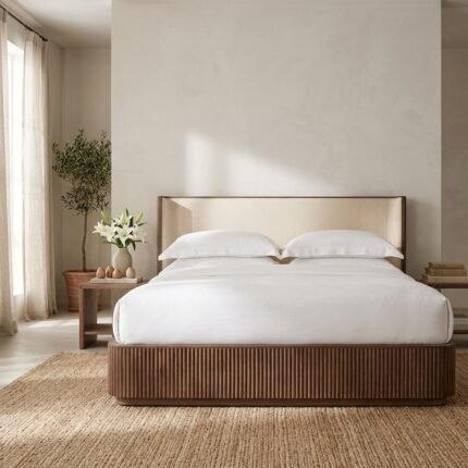 PRITI Brown Wooden Bed
