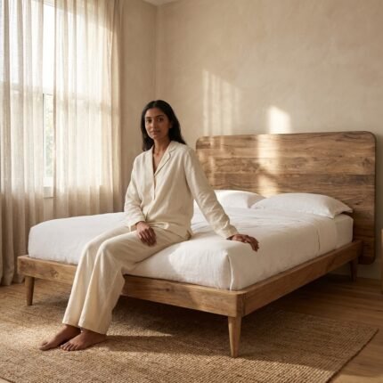 PRITI King Size Bed Frame (Solid Wood)