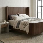PRITI Wood Brushed Iron Platform Bed - Queen - Image 2