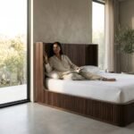 PRITI Wood Brushed Iron Platform Bed - Queen - Image 3