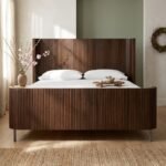 PRITI Wood Brushed Iron Platform Bed - Queen