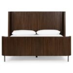 PRITI Wood Brushed Iron Platform Bed - Queen - Image 4