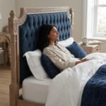 Solid Mango Wood Grey Deep Button Bedroom Bed – PRITI