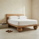 Spherical Feet Wooden Bed (Solid Wood) - Priti
